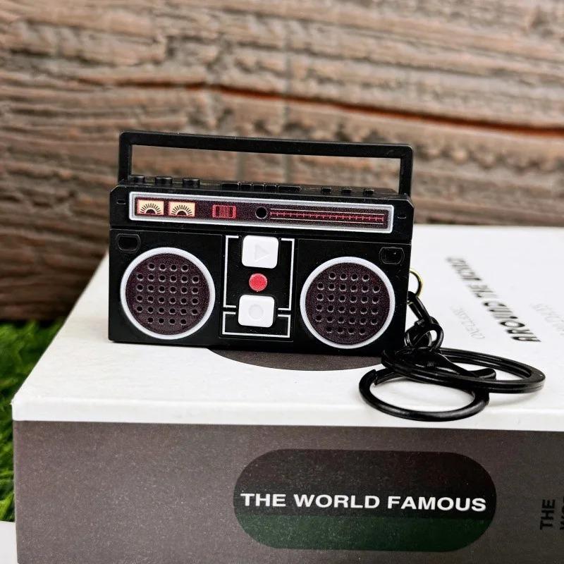Nostalgic Mini Radio Recorder Keychain Nostalgic Vintage Mini Retro Radio Key Ring That Can Record Classical Funny Bag Ornaments