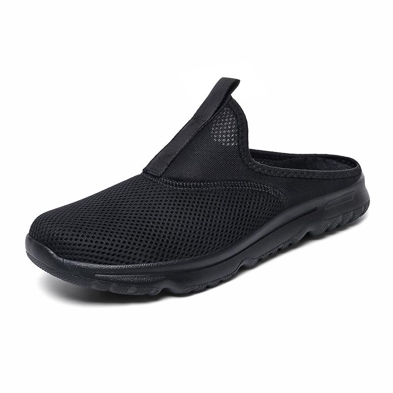 36-46 Zapatillas de Hombre/Mujer Zapatillas de Media Caña de Hombre Verano Malla Metro-transpirable Zapatos Mueller Negros de Hombre