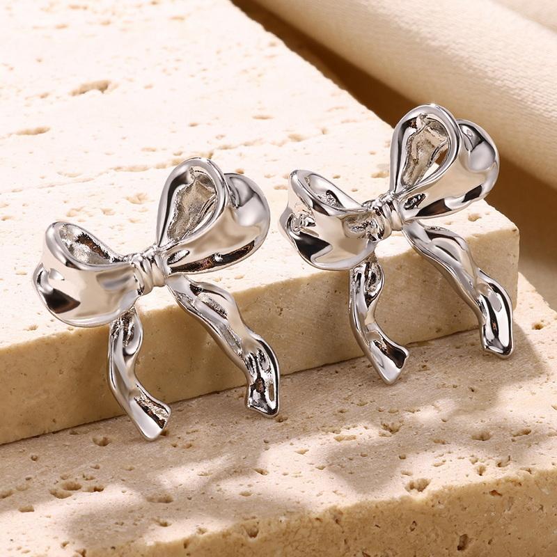 

Minimalist Cute Small Bowkont Stud Earrings for Women Trendy Gold Plated Y2K Bow Earrings Piercing Ear Accessories Jewelry Gift