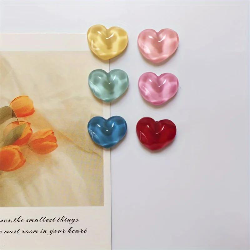 6 stk Hjerteformede Kjøleskapsmagneter Sett, Sterk Plast Vannkrusning Design, Magnetisk Whiteboard Bilde Kjøleskapstilbehør