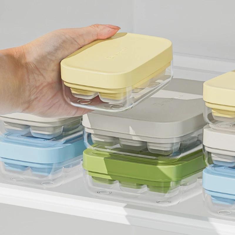 6Grid Silicone Ice Cube Mold Home Refrigerator Ice Box Press with Cover Frozen Ice Cube Magic Tool Food Grade Mini Ice Grid