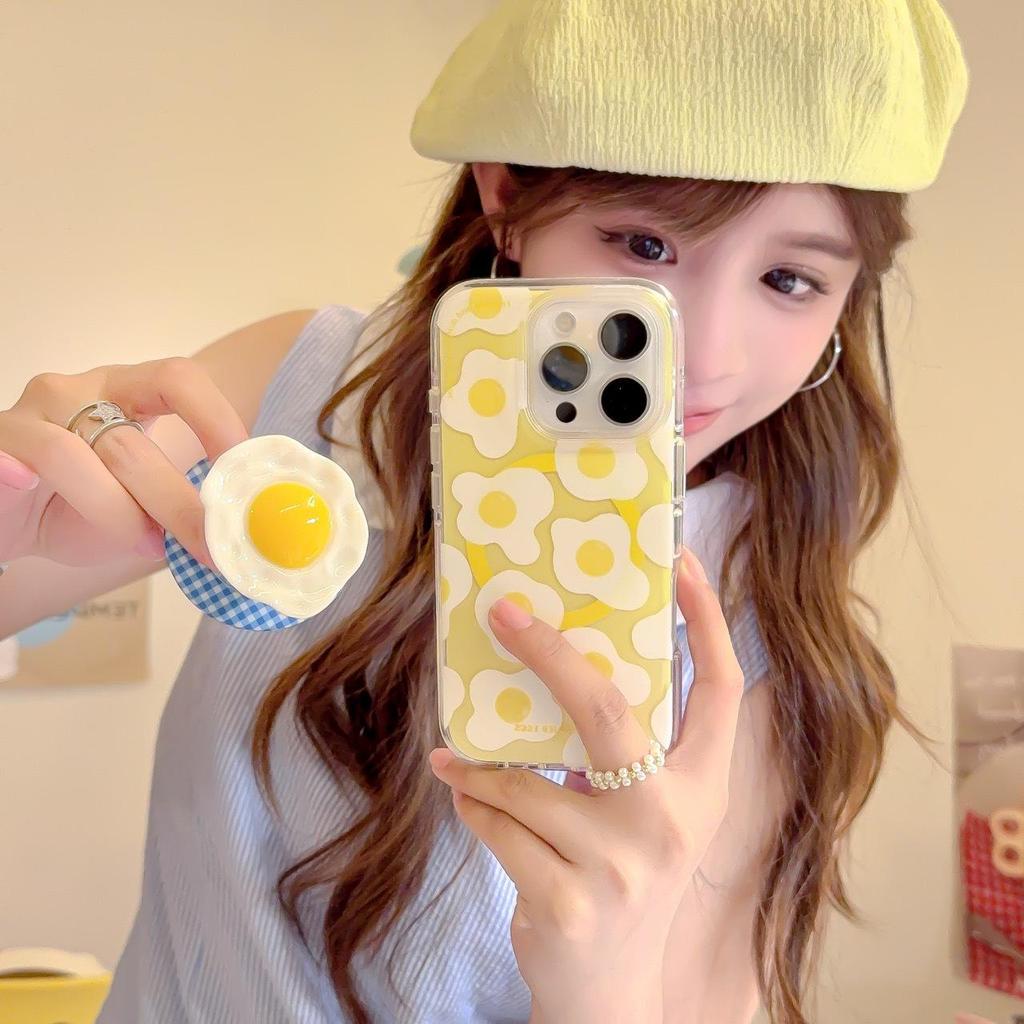 Creative Fried Egg Magnetic Phone Case for iPhone 16 Pro Max - High-Grade Protective Cover