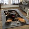 3D German Shepherd Dog Print Non-Slip Rug, Realistic Pet Mat for Living Room Bedroom Home Christmas Decor
