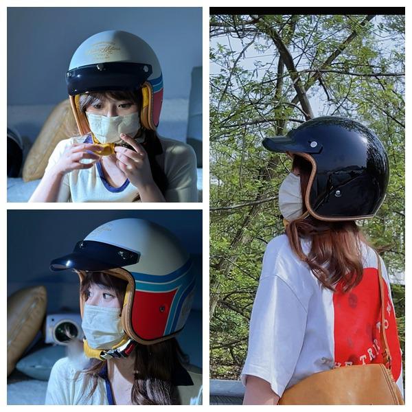 High-Quality Retro Motorcycle Half Helmet with Built-In Goggles for Men and Women
