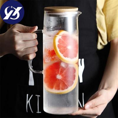 Nordic Creative Transparent Glass Water Bottle Juice Jug  Gh Capacity Heatable Tea Pot Kettle Heat-Resistant Leak-Proof Carafe