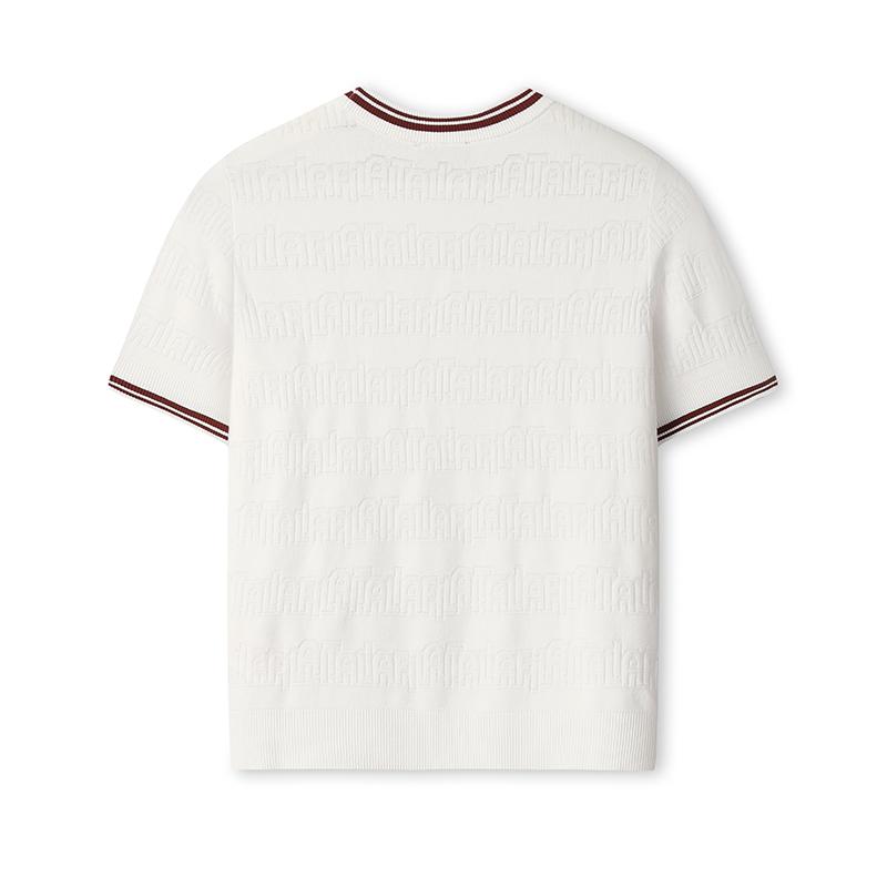 FILA White Fashion Simple Texture Casual Everyday Versatile Comfortable Pullover Short Sleeve Knit Top Women tops F11W533403F-WT