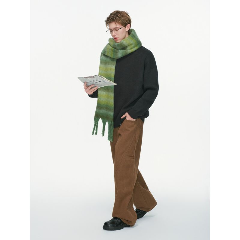 Dream Made Solid Color Round Neck Pullover Sweater for Men 2025 Autumn New Loose Casual Style Inner Knitwear