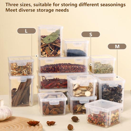 Spices Storage Box Sealed Dust-Proof Transparent Kitchen Food Storage Containers Home Supplies