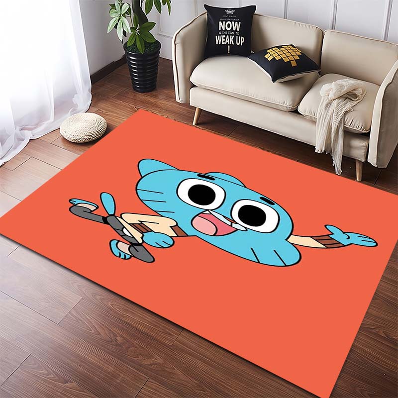 Die erstaunliche Welt von Gumball Zeichentrick Gumball & Darwin Druck Rutschfester Weicher Teppich Kinderzimmer Wohnzimmer Dekoration Bodentürvorleger