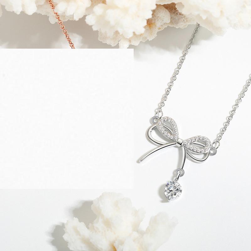 925 Silver Bead Necklace Pendant AAA Zircon For Women Clavicle Chain Necklaces Wedding Party Fashion Jewelry Gift