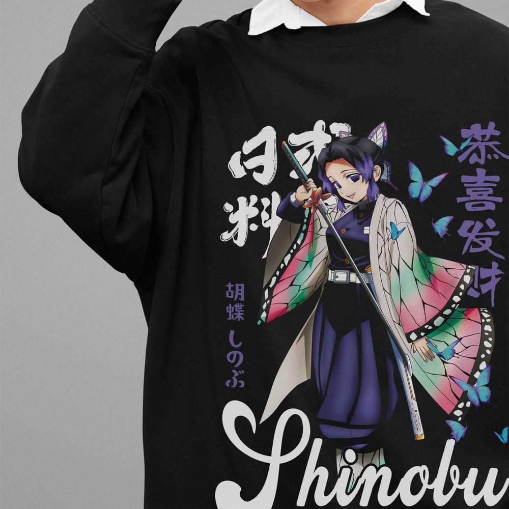 

Demon Slayer Sweatshirt Shinobu Kocho Sweater Kimetsu No Yaiba Akaza Pullover 4XL