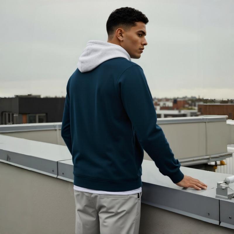 Men's Zip-Up Hoodie Sweatshirt Casual Fleece Jacket with Drawstring Hood Front Pockets Comfortable Streetwear for Autumn & Winter