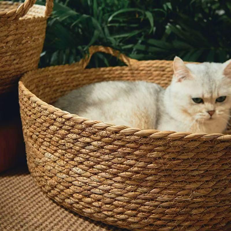 Rattan Woven Cat Nest: Handmade Cool Summer Bed, Universal for All Seasons