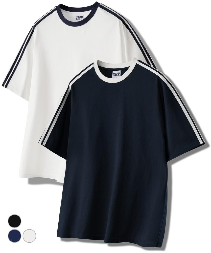 UNTAPPED STUDIO Oversized Track Short Sleeve Color Block T-Shirt 3 Colors