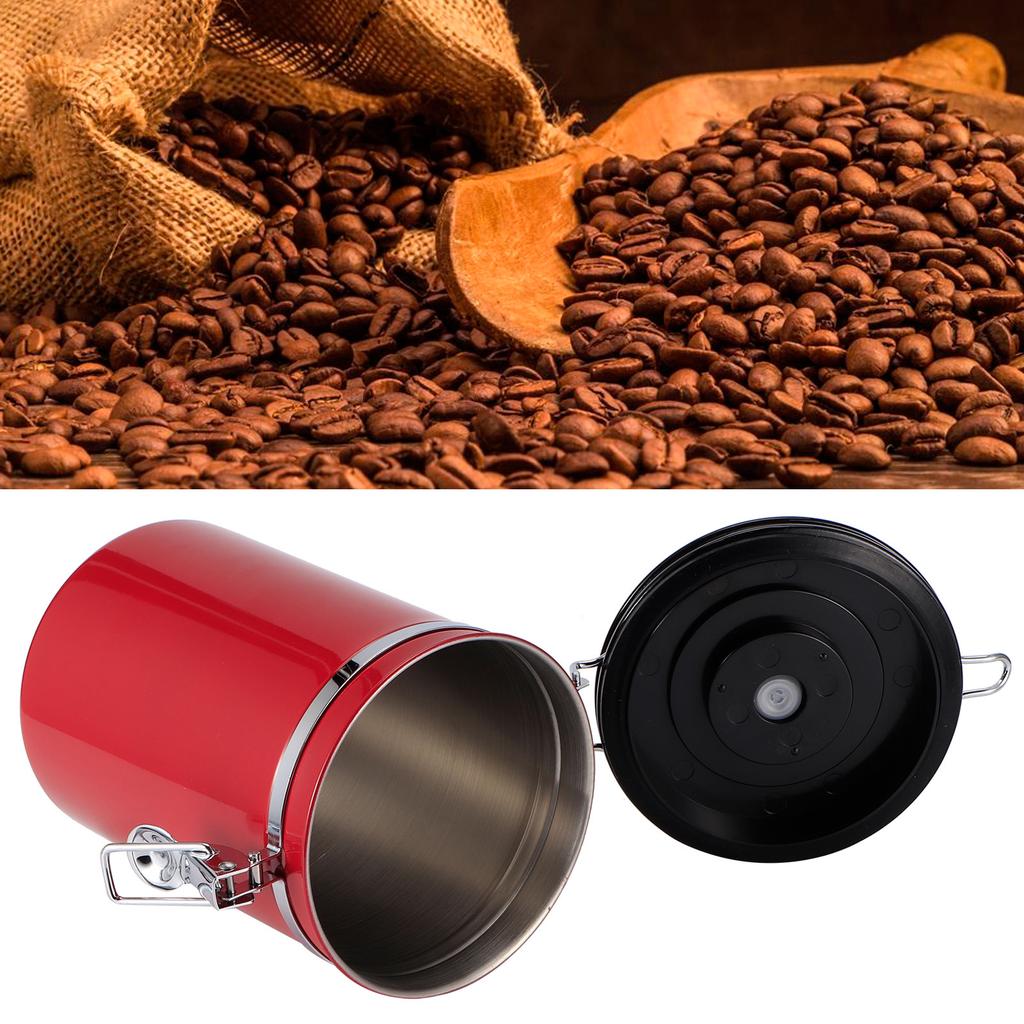 Stainless Steel Sealed Tank MoistureProof Coffee Bean Tea Storage Pot with Air Evacuation Valve