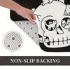1pc Skull with Cats Doodle Bath Mat, Lightweight Polyester 100% Rectangle Machine Washable Doormat, Machine Made Home Decor Rug