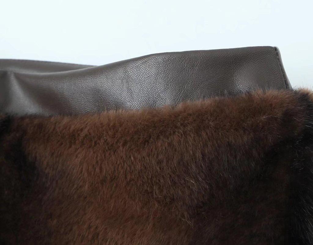 2024 Winter Women's European & American Style Faux Fur Mini Skirt