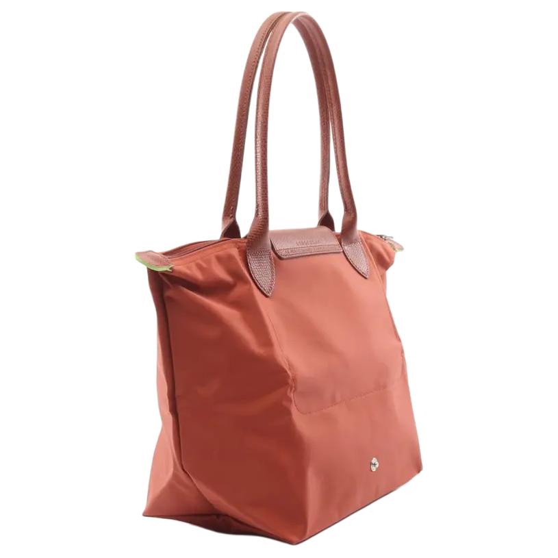 Longchamp Le Pliage Solid Color Foldable Tote Bag With Leather Trim Women Tote Bags Brick-Red 1899089P97