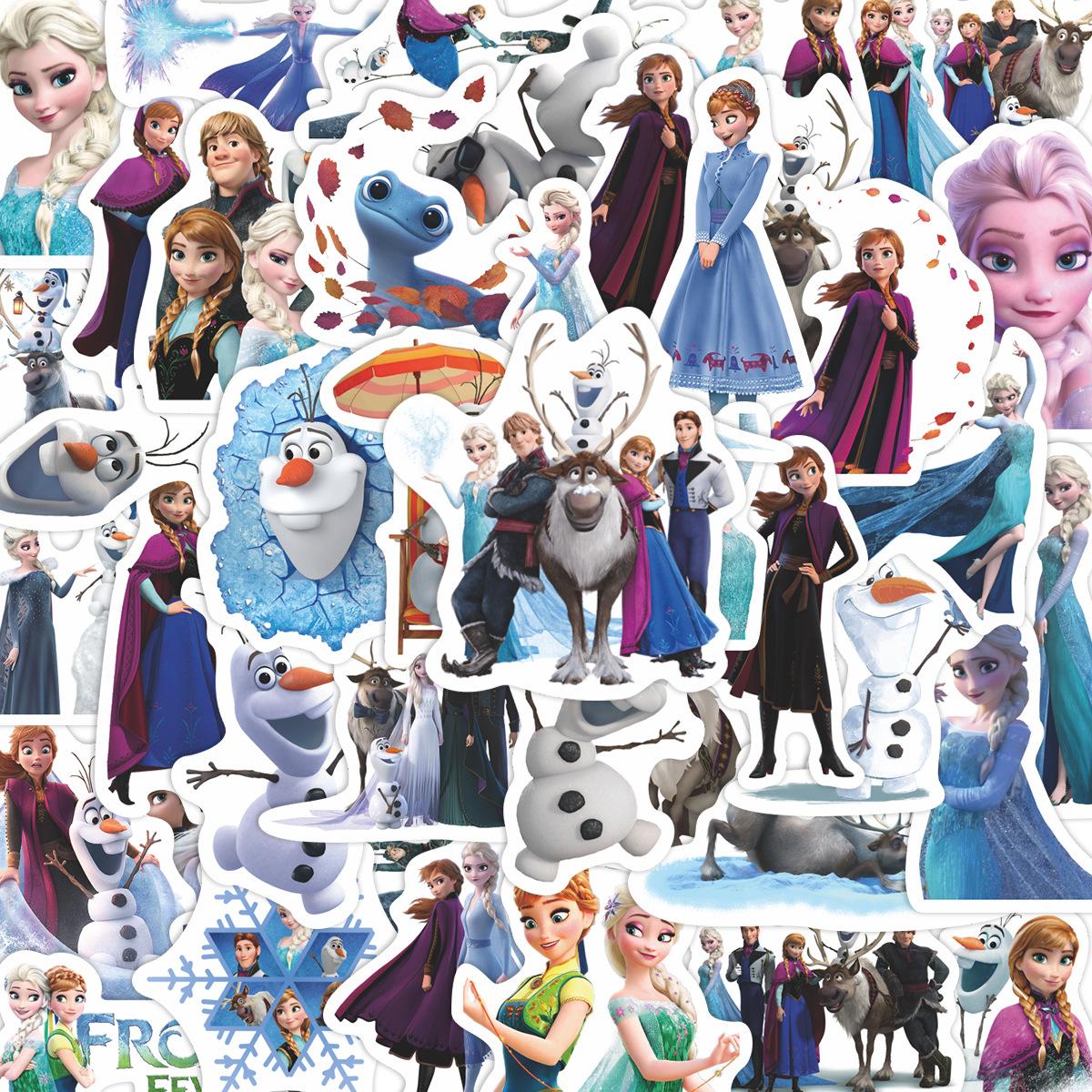 55 шт. Мультяшные наклейки Disney Frozen для граффити, DIY-декор, ПВХ, водостойкие, для скейтборда, ноутбука, игрушки для граффити
