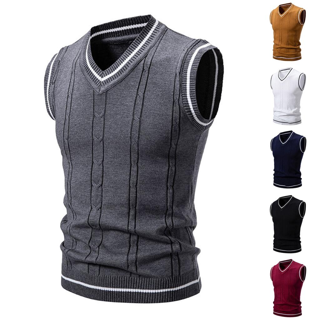 Men's V-neck Vest Knitted Vest Bottoming Shirt Men And Women Fashionable Couple Outer Wear Peach Heart Collar Vest
