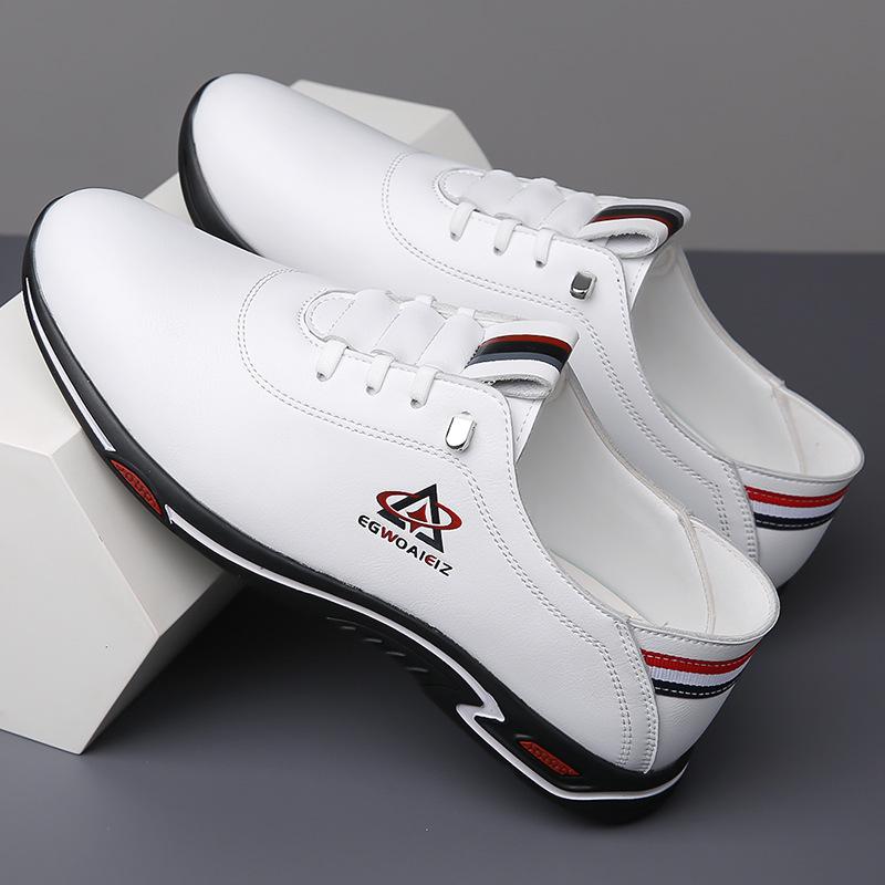 

Новые мужские туфли из натуральной кожи, повседневная обувь, весна-осень, спортивная обувь на плоской подошве, удобные уличные кроссовки 44 белый