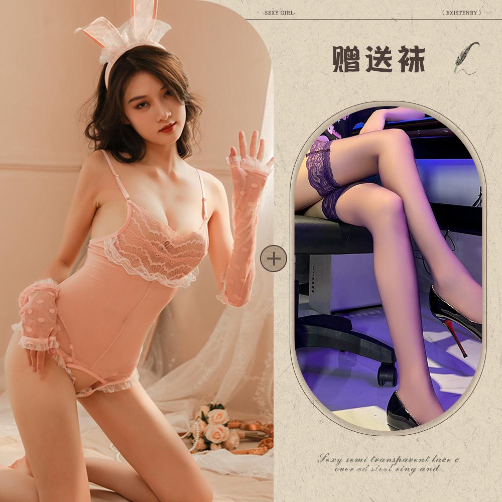 New Sexy Underwear Bunny Uniform Open Crotch Free Backless Temptation Tease Passion Suit