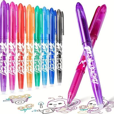 Set de 8 Bolígrafos Borrables de Colores, Punta Fina de 0,5 mm, Borrador Incorporado, Bolígrafos de Gel de Colores para Dibujar y Garabatear, Genial para Tomar Notas y Escribir