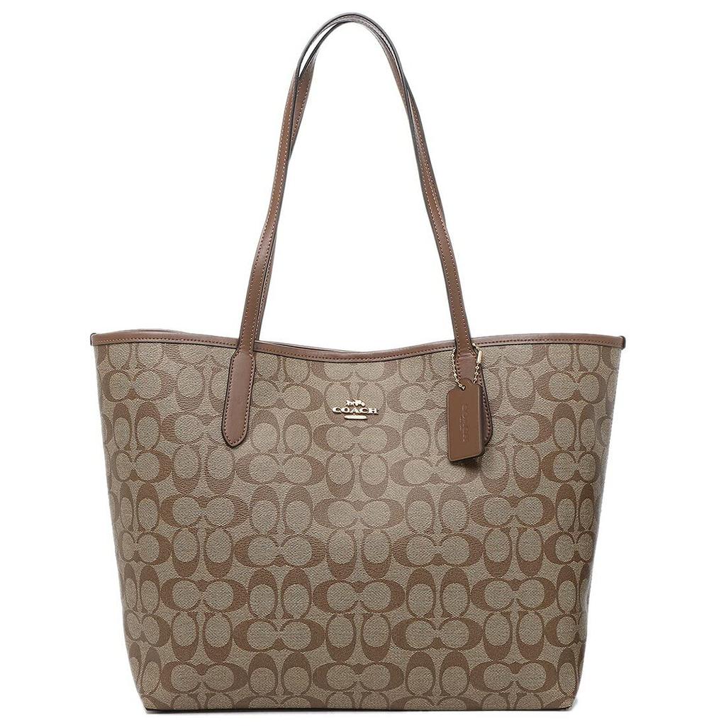Tote Bag Outlet Signature Beige Brown 5696 IME74 Compatible with A4 [Coach] Women's [Product]