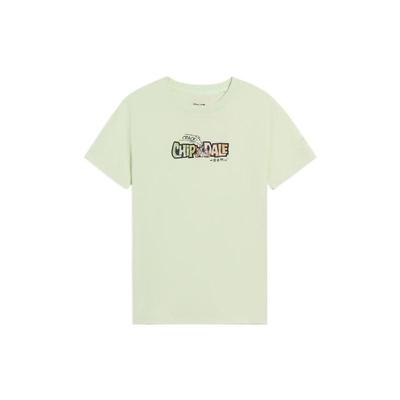 Li Ning X Disney Mickey Series Casual Cartoon Dierenpatroon Letter Ronde Hals Korte Mouw T-Shirt Dames Tops Lichtgroen AHSS264-6