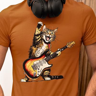 Cat Guitarist T-Shirt, Music Lover Graphic Tee