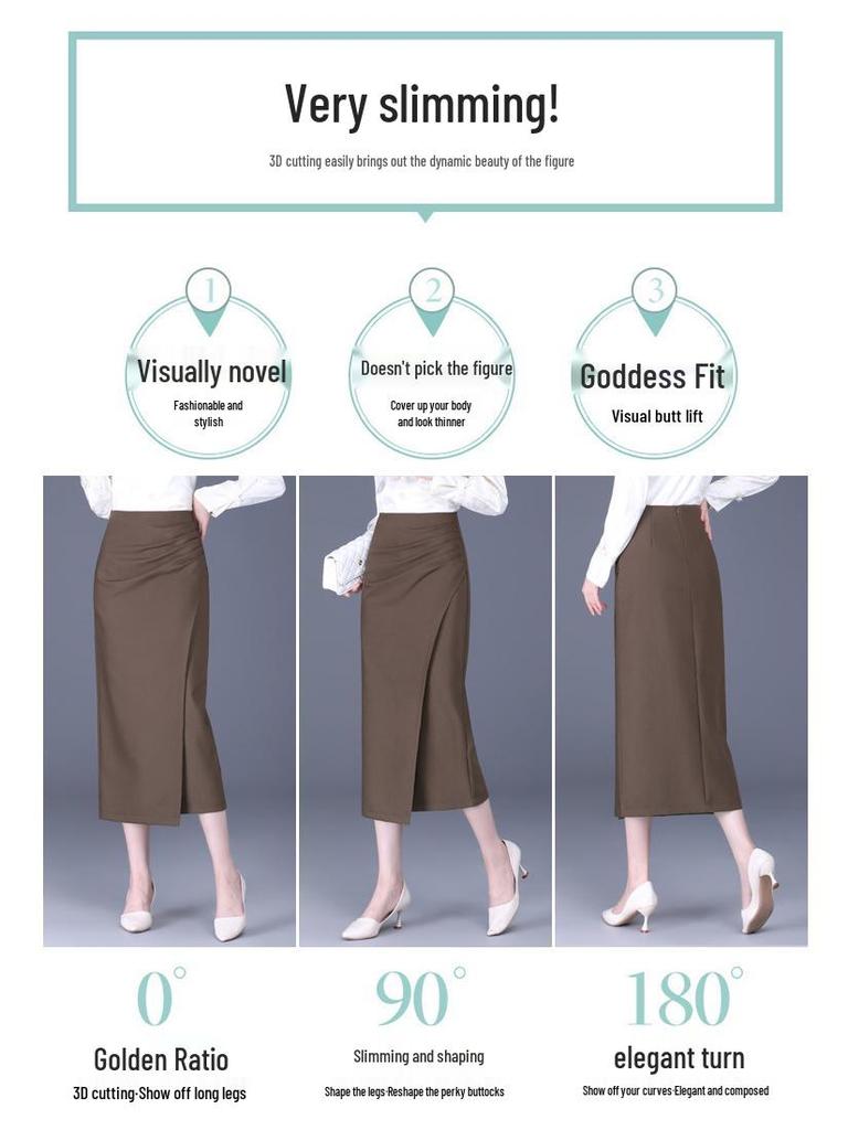 Women's Irregular Slit Pencil Skirt for Spring & Autumn – New Style Professional Straight Skirt