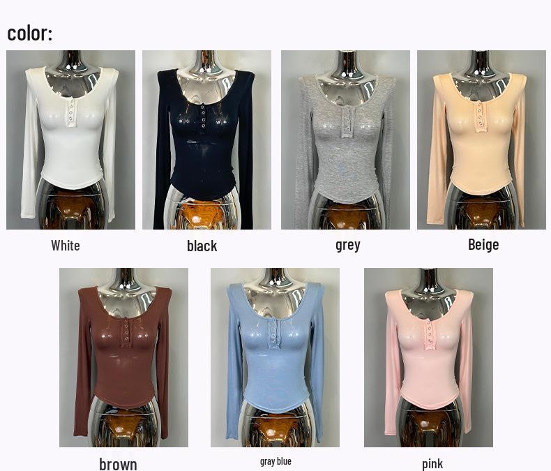 Korean Dongdaemun Sexy Sheer U-Neck Bust-Enhancing Tight-Fit T-Shirt Top