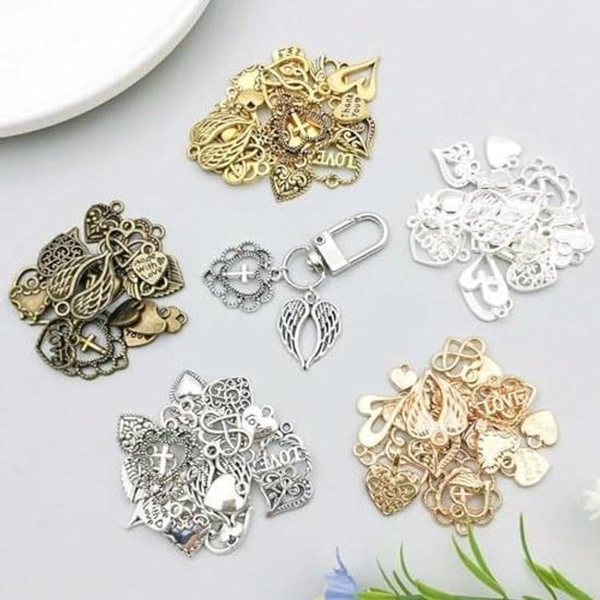 YFFSFDC Charm Accessory Parts 100 Piece Set Necklace Earring Pendant Decorations Jewelry DIY Ornaments Handmade Gifts Decorative Items Crafts