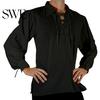 Revers-Riemen Herrenhemd Erwachsener Mittelalter Renaissance Cosplay Langarm Manschette Schnürung Einfarbig Lockerer Schnitt Pullover Vintage-Stil