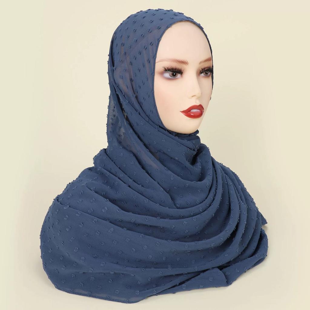 Solid Pearl Chiffon Hijab Scarf Woman Muslim Hijab Shawls Ladyies Ethnic Islamic Turban