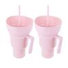 2Pcs 1000ml Portable Tumbler Leak Proof Multifunction Stadium Tumbler Multi-Purpose Popcorn Beverage Cup for Cinema Home Travel