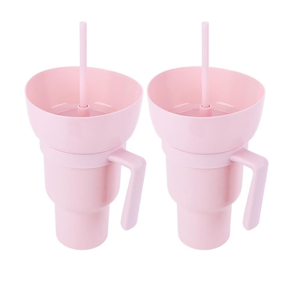 2Pcs 1000ml Portable Tumbler Leak Proof Multifunction Stadium Tumbler Multi-Purpose Popcorn Beverage Cup for Cinema Home Travel