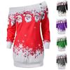 Ladies Christmas Jumper Tops Featuring Charming Santa Claus Design And Long Sleeves