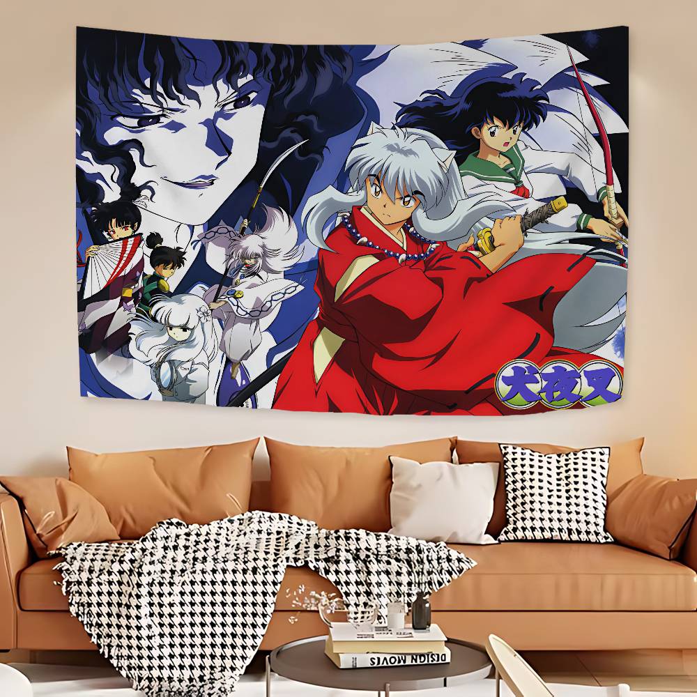 Japanese Anime Inuyasha Anime Tapestry Hanging Tarot Hippie Wall Rugs Dorm Wall Hanging Sheets