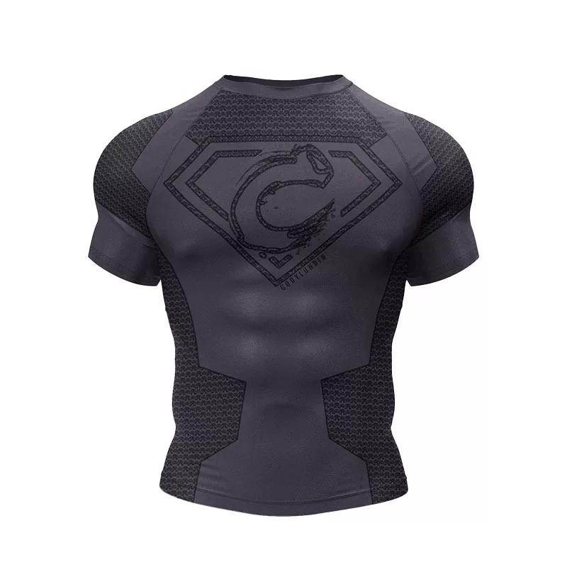 Neues amerikanisches Muskel-Fitness-Herren-Sport-Kurzarm-Freizeit-Lauf-Schnelltrocknendes Atmungsaktives Tights-T-Shirt