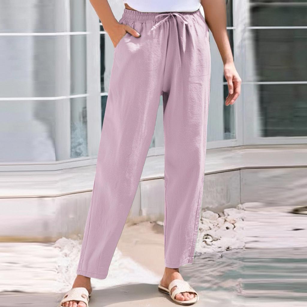 Women's Cropped Pants Stralght Pants With Pockets Lightweight Caual Loose  Trousers