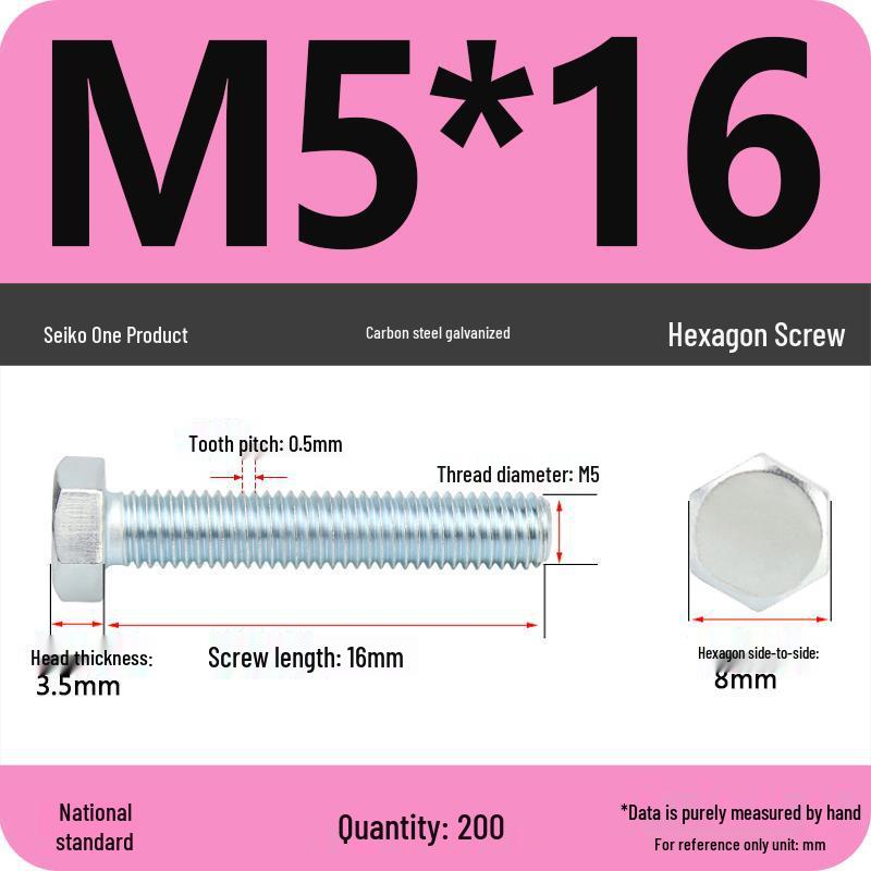 8.8 Grade Galvanized Hex Head Bolt, High-Strength M4-M30