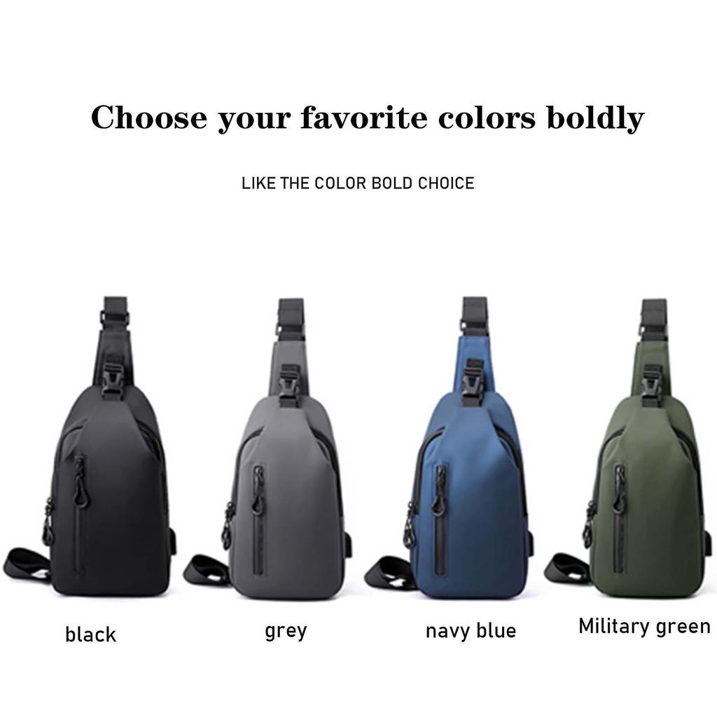 Simple Japanese Style Men's Sports Chest Bag Multipurpose Waterproof Sling Pack for Outdoor Sports