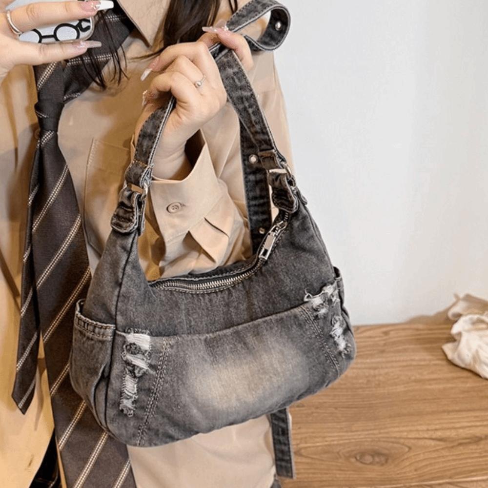 Temperament Casual Cowboy Dumpling Bag American Style Adjustable Strap Denim Tote Bag Harajuku Retro Handbag Daily