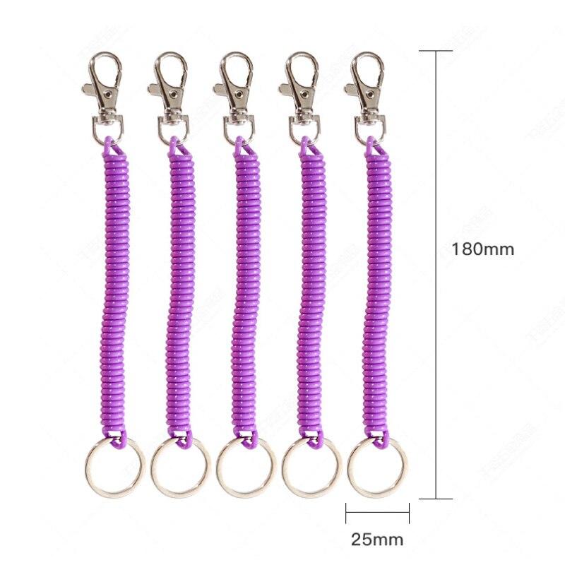 Elastischer Federseil-Schlüsselanhänger, Schlüsselanhänger, silberfarbener Metallkarabiner für Outdoor-Camping, Anti-verlorenes Telefon, Frühlings-Schlüsselanhänger