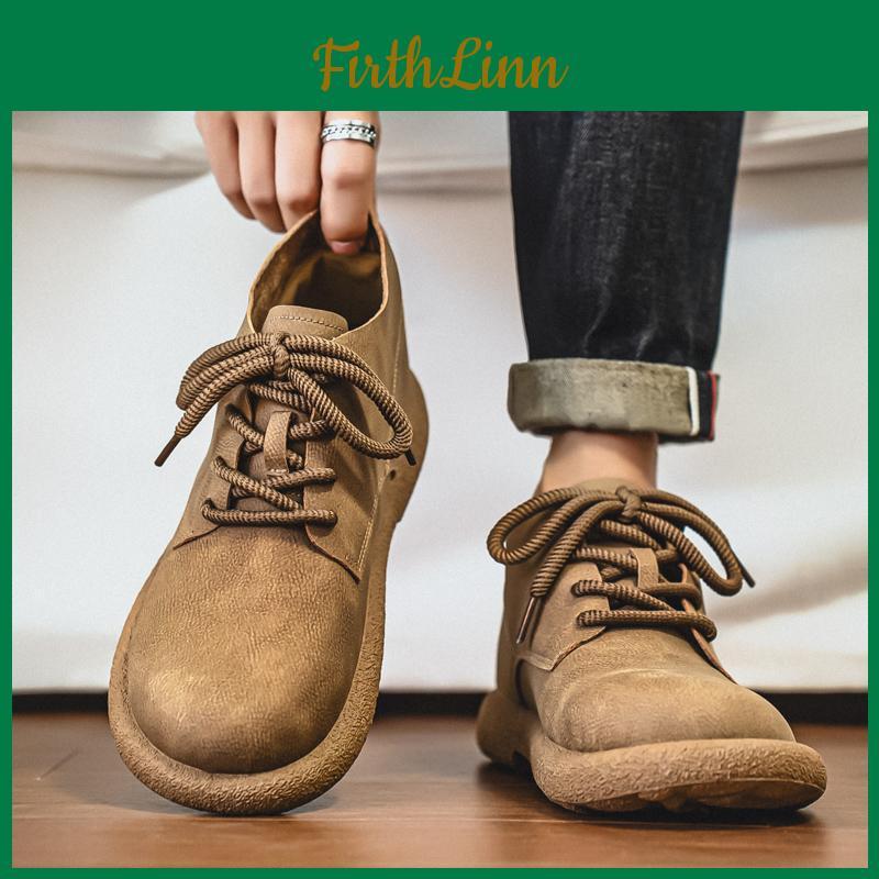 Mens Ankle Retro Short Boots Shoes Fashion Casual Driving Shoes Black Brown Wide Head Shoes Plus Size