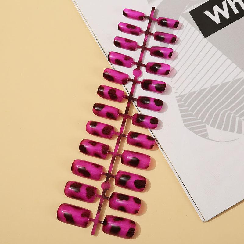 Cat Eye Leopard Striped Nail Art Patch Wearing Nail Finished Strip 24 Pieces of Fake Nails