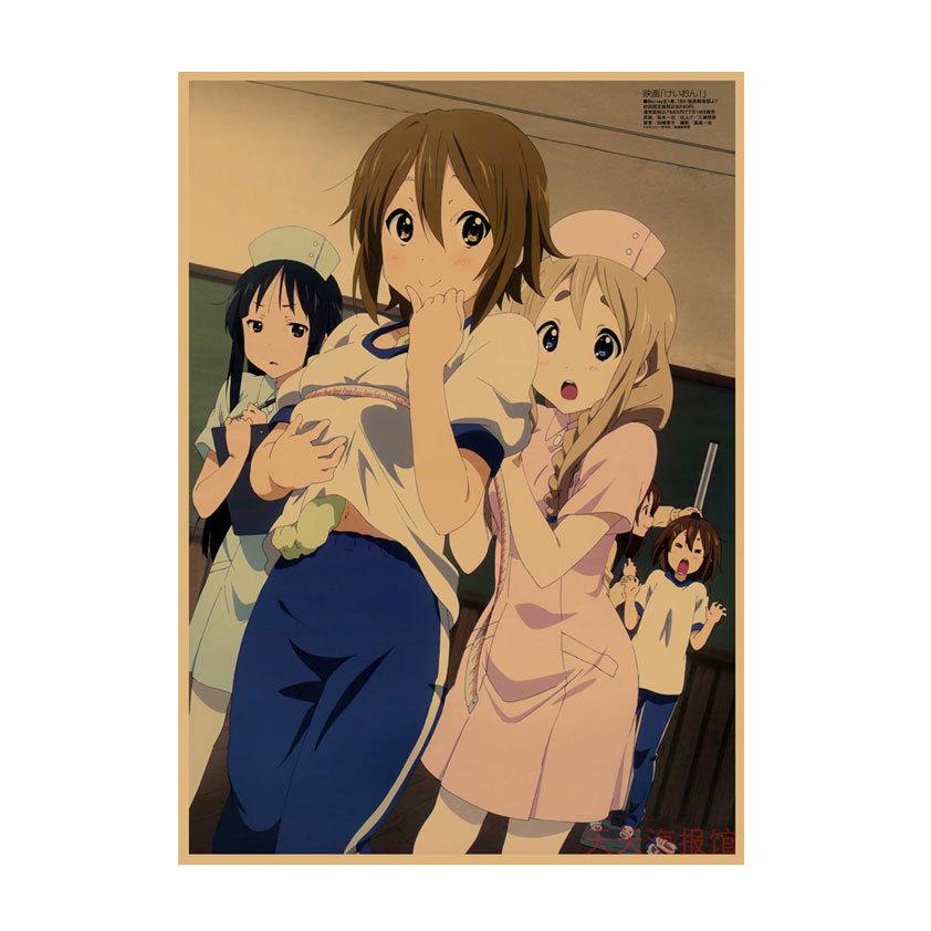 K-ON! Kraft Paper Anime Poster for Dorm, Bar, or Cafe Wall Décor.
