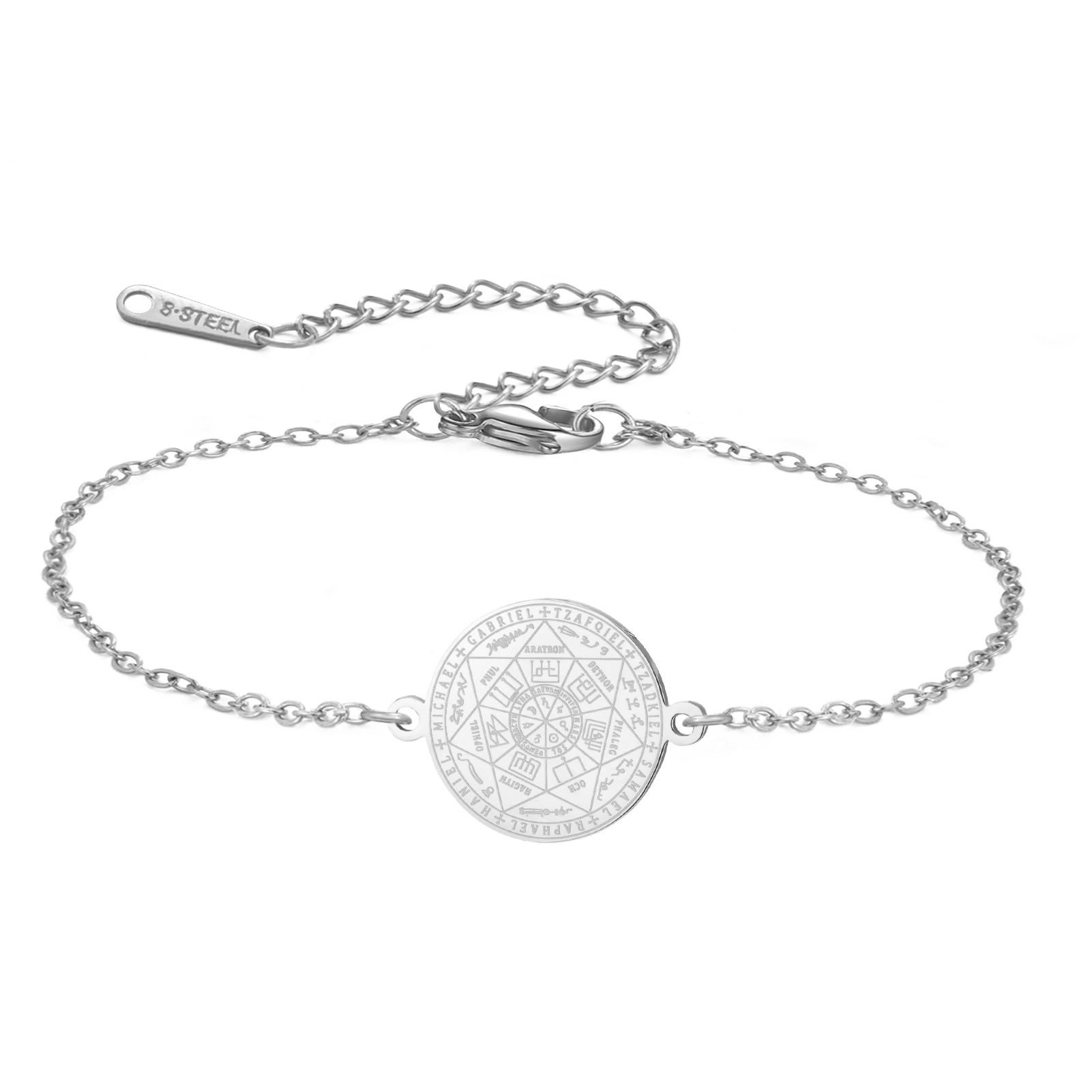 

LIKGREAT 7 Archangels Charm Bracelet for Men Women Stainless Steel Jewelry Adjustable Chain Solomon Kabbalah Talisman Gift