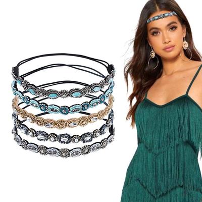 Party Bohemian Hair Accessories Elastic Hair Band Rhinestone Beaded Hairband Korean Style Headband